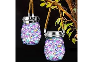 Keevvon Solar Lantern, Hanging Solar Lights Outdoor Waterproof 2 Pack, Upgraded 60 LED Lanterns Decorative Outdoor, Garden Decor for Patio Path Backyard Christmas Halloween, Multicolor