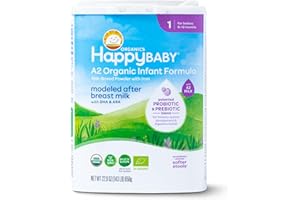 Happy Baby Organics Stage 1 A2 Infant Formula, 0 12 Months, Milk Based Organic Baby Formula Powder with A2 Milk, Probiotics & Prebiotics for Immune & Digestive Support, 22.9 Ounce (Pack of 1)