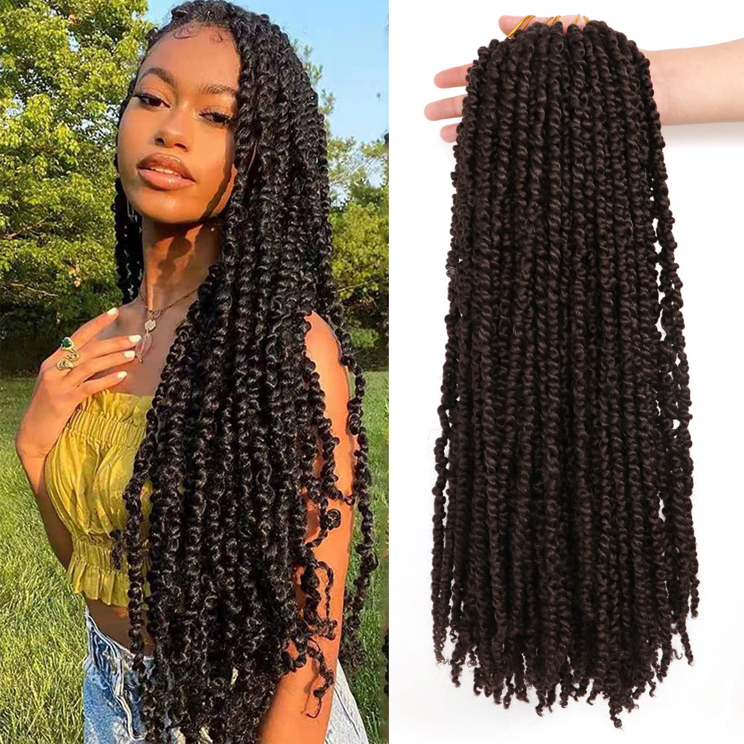 AuHeiAmeri 20 Inch Pretwisted Passion Twist Crochet Hair Extensions - 8 Packs Prelooped Water Wave Braids for Black Women (#4)
