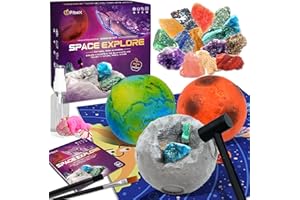 PIBEX Gemstone Dig Kit, Dig up 15 Rocks & Minerals from Earth Moon Mars, Solar System Planets Geology Science Set, Space Rock