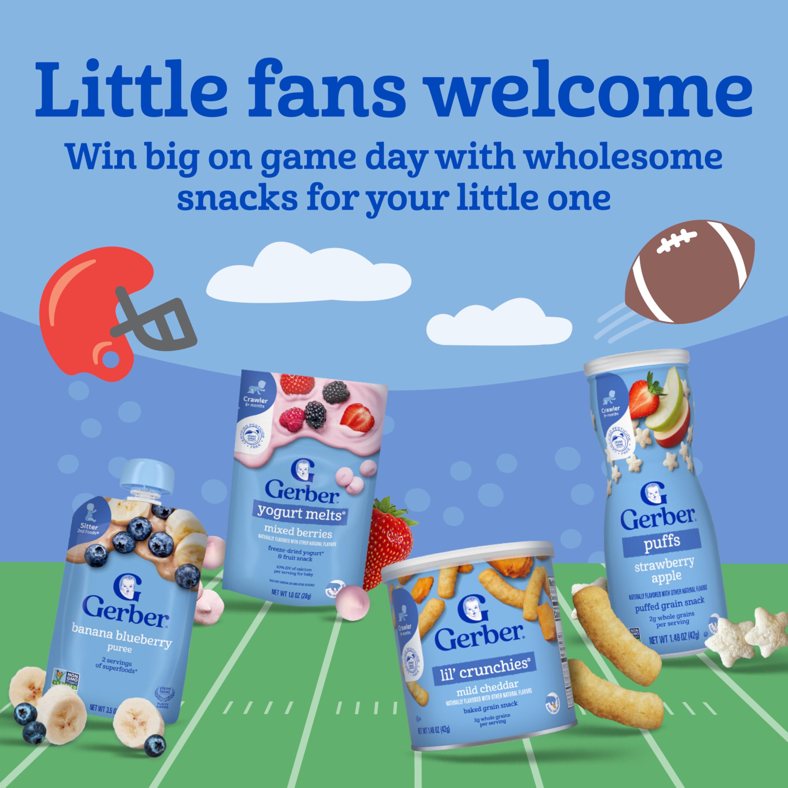 Gerber Stage 3 Baby Food Snacks, Mild Cheddar Lil' Crunchies, Snacks for Babies, Baby Led Feeding, 6-Pack