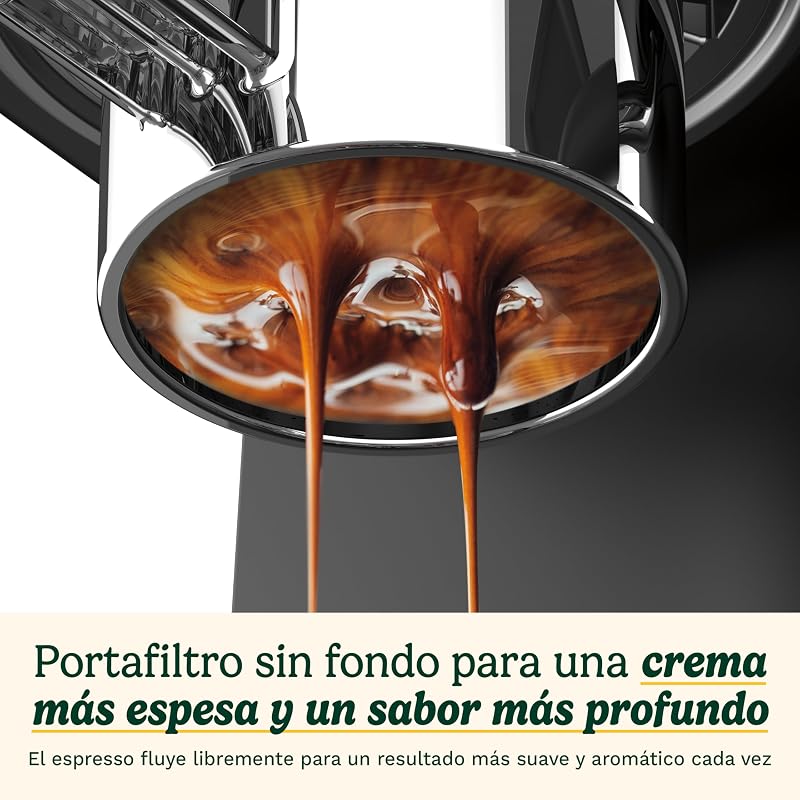 ® Máquina de Espresso Slim | Espresso, Americano, Cold Brew | Vaporizador de leche | 15 bares | Portafiltro sin fondo | Compacta | 1,5L | Tazas de viaje