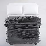 MOONLIGHT20015 Fleece Blanket 7x8 ft 200x240 cm Dark Gray 400 GSM view 4