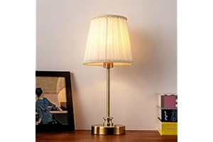 Yzddsi Cordless Rechargeable Table Lamp - Cream Fabric Shade, Vintage Gold LED Lamp with 5400mAh Battery, Dimmable 3 Color Mo