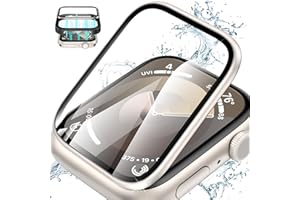 YMHML 2 Pack for Apple Watch Screen Protector 41mm Series 9 8 7, Titanium Bumper with Tempered Glass, [Upgrade Zero Bubble] Waterproof HD Clear Full Cover Film for iWatch Accessories, Starlight