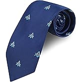 UzairUmair Masonic Regalia Craft Masons Neck knitted Woven Silk Tie with square and compass Blue/Sky