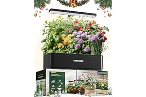 SUNCOZE Hydroponics Growing System Kit 12 Pods, 24W LED Grow Light Indoor Garden, 4L Water Tank with Quiet Pump, Adjustable Height Herb Garden Planter Indoor Kit, Gardening Gifts, Black