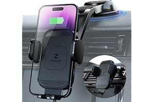 ZeeHoo Wireless Car Charger, 15w Fast Charging, Auto Clamping Car Phone Mount, Cell Phone Holder Charger, for iPhone 15 14 13 12 11 Pro Max Xs, Etc. (Black)