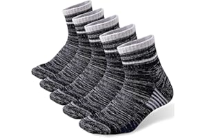 FEIDEER Men's Walking Hiking Socks, Wicking Cushion Quarter Crew Socks for Mens Outdoor Sports, 3/4/5 Pair, 6-15 Size