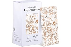 Kochorie 100 Pieces Thanksgiving Fall Pomegranate Napkins Disposable Paper Decorative Guest Party Napkins 7.8 x 4.3 Inch Autumn Orange Floral Hand Towels for Fall Thanksgiving Wedding Birthday Party