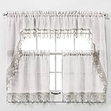 Renaissance Home Fashion Collections Etc Lillian Tier Pair with Macrame Band, 56" X 24", Ivory