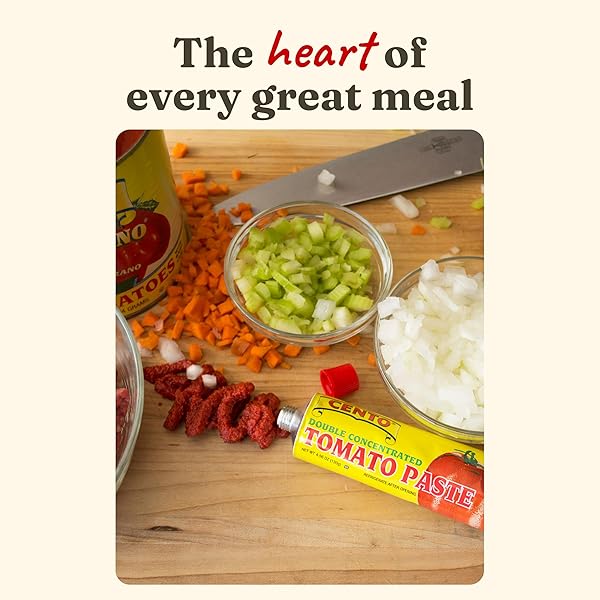 CENTO TOMATO PASTE, 4.56 OZ TUBE, DOUBLE CONCENTRATED, THICK PASTE FROM RED, RIPE TOMATOES, GROWN AND PROCESSED IN ITALY