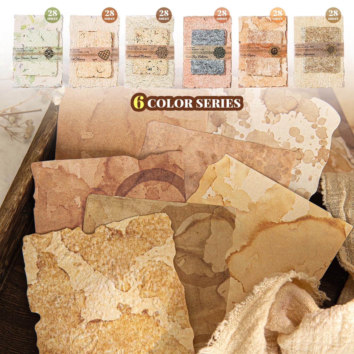 168Pcs Scrapbook Supplies Kit Textured Paper, Rice Paper For Scrapbooking Paper,Junk Journal Supplies,Decorative Decoupage Card Making Supplies,And DIY Mixed Media Collage Card,Vintage Wall Decor