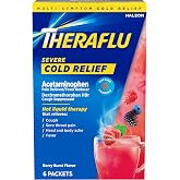 Theraflu Daytime Severe Cold Relief Powder, Berry Burst Flavor, 6 Count | Cold, Cough, and Flu Relief Powder for Use in Hot Liquids, Dual Formulas for Day and Night