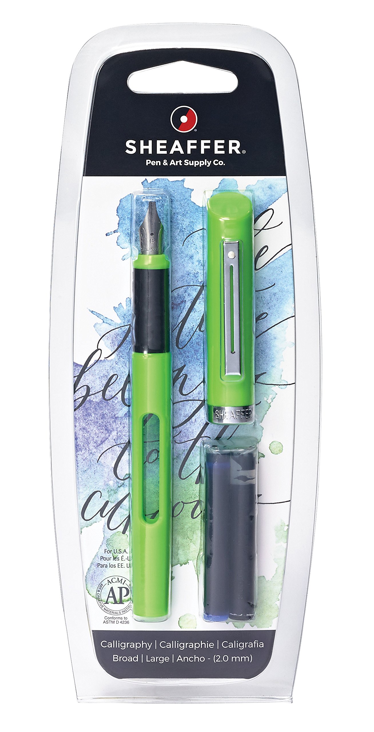 Sheaffer Calligraphy Single Broad Nib Fountain Pen Green