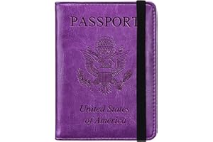 HerriaT Leather Passport Holder Cover Case RFID Blocking Travel Wallets Card Case for Women Men(purple)