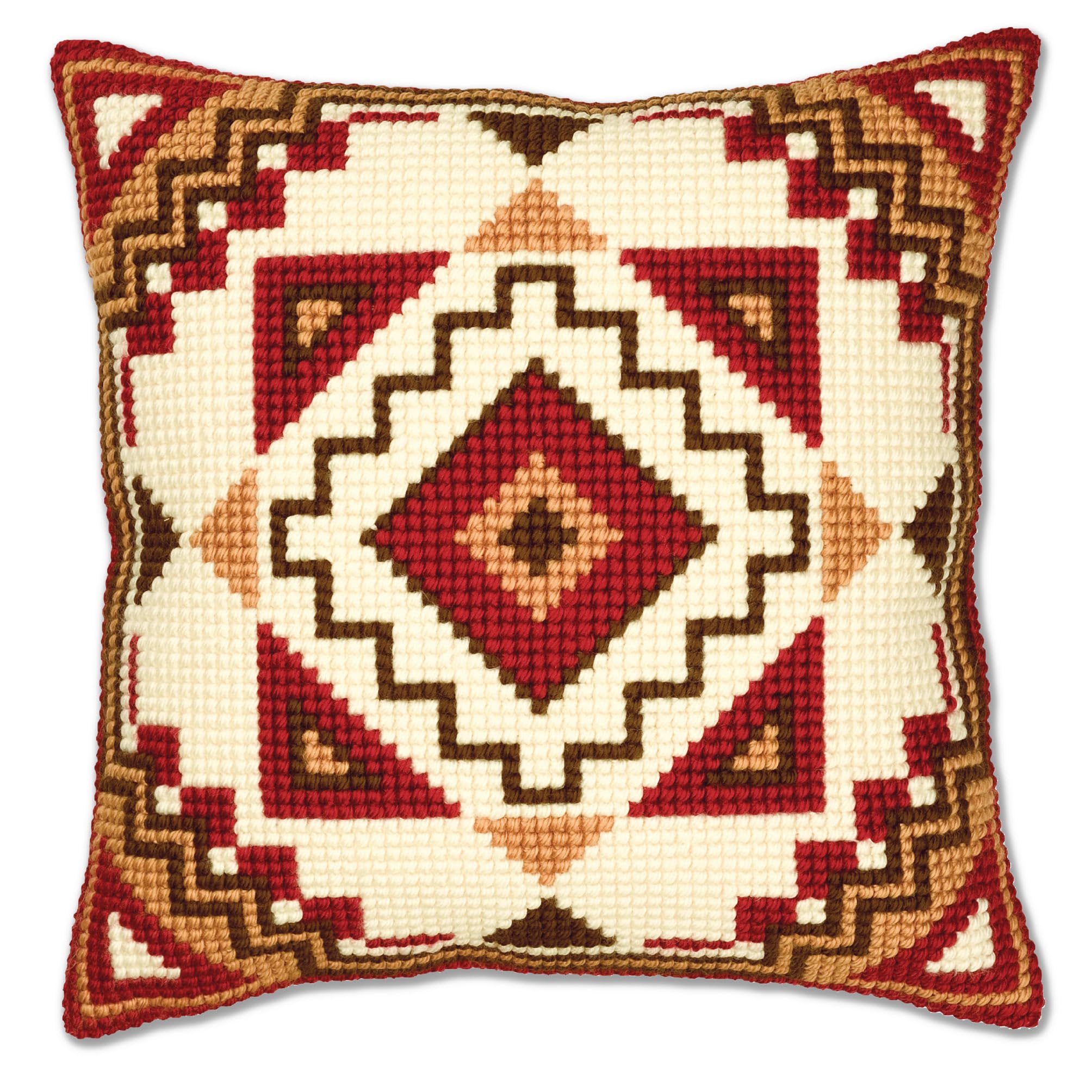 Vervaco Chunky Geometric Design Cross Stitch Cushion, Multi-Colour