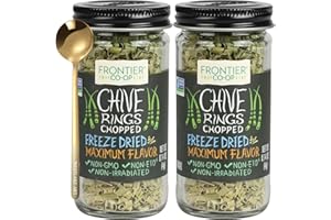 westlake art Frontier Co-op Chives Rings Chopped, 0.14 Oz, With Golden Ss Spoon - Freeze Dried Chives, Versatile Culinary Herb For Soups, Salads & Dressings, Convenient & Ready To Use ~ [Pack Of 2]