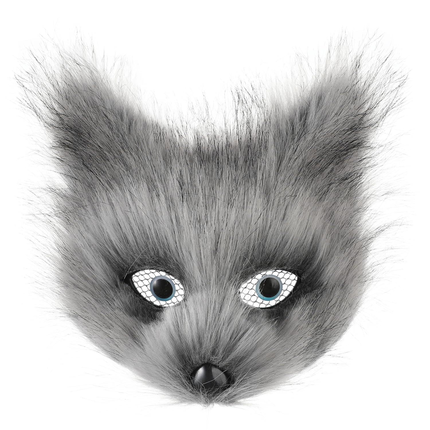Halloween Furry Fox Mask Masquerade Faux Fur Half Face Cat Mask with Full Eye Decorated Cosplay Fancy Dress Animal Theme Party Eyewear Makeup Props Medieval Carnival Balls Costume Dress Up Accessory