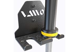 VAIIO Single Olympic Barbell Hanger,Garage Gym Bar Wall Rack,Vertical Barbell Mount Rack,Black Powder Coated,Space Saving Commercial or Home Gym Accessory,Holds Under 33mm Bar Size