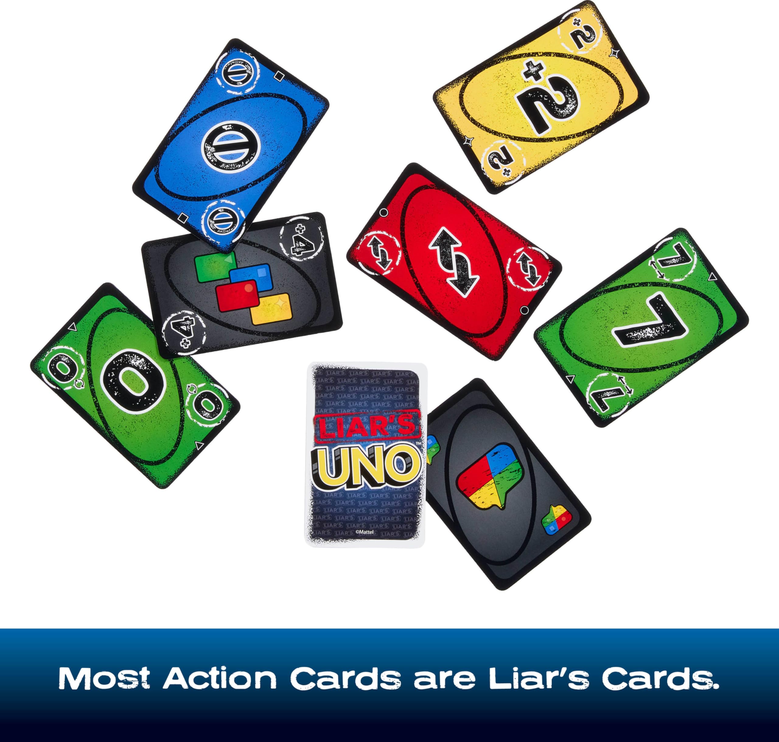 Mattel Games Liar’s UNO Card Game in Travel & Storage Tin for Adults, Kids, Families, Parties & Game Nights, Outwit Other Players with Bluffing & Trickery (Amazon Exclusive)