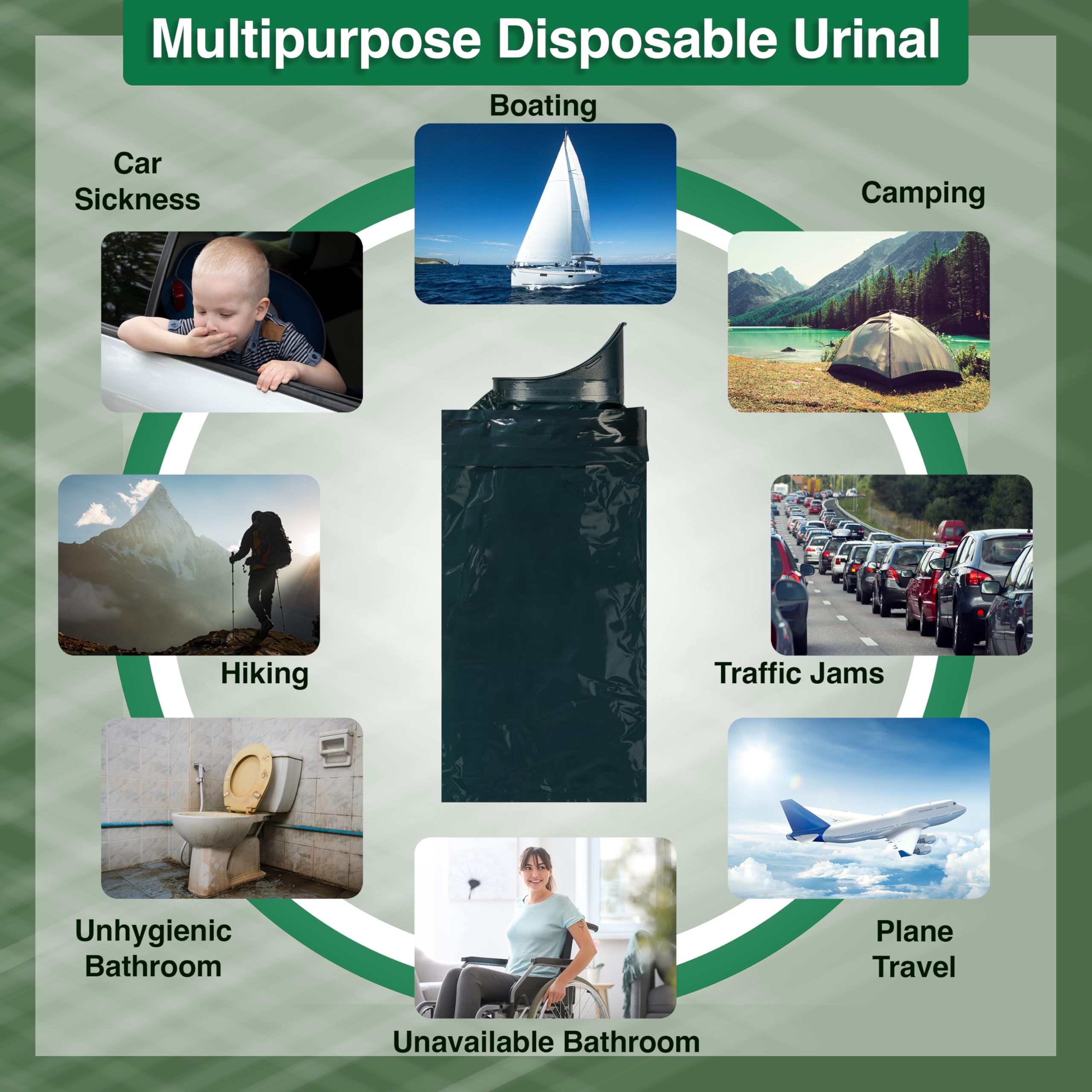 TravelJohn Adventurer Resealable Disposable Urinal for All Genders, Adults, and Children (18 Pack) Designed for Emergencies, Travel, Camping, Long Car Rides, and More - 28oz/800ml Capacity (TJ1C)