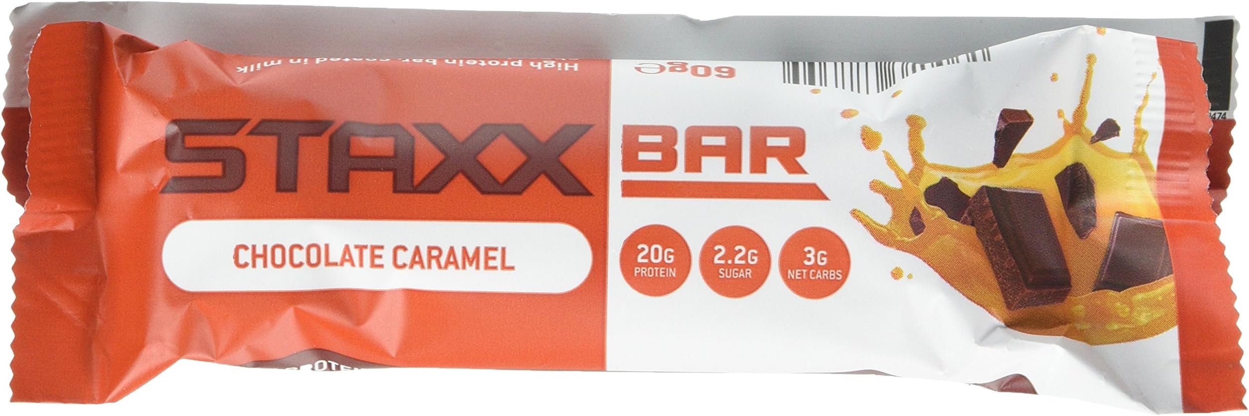 Protein Dynamix Staxx Bar Box of 12 Chocolate Bar Caramel (12x60 g)– 720 g
