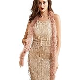 2 Yards 20g Fluffy Marabou Feather Boa for DIY Craft Sewing Trim Home Wedding Party Decoration-Light Brown