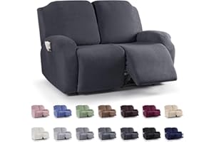 KinCam Recliner Covers, Stretch Reclining Chair Covers, Recliner Sofa Slipcovers Stripe Jacquard Recliner Couch Covers Furniture Protector Covers for Pet Kid (1 Seater, Deep Gray)