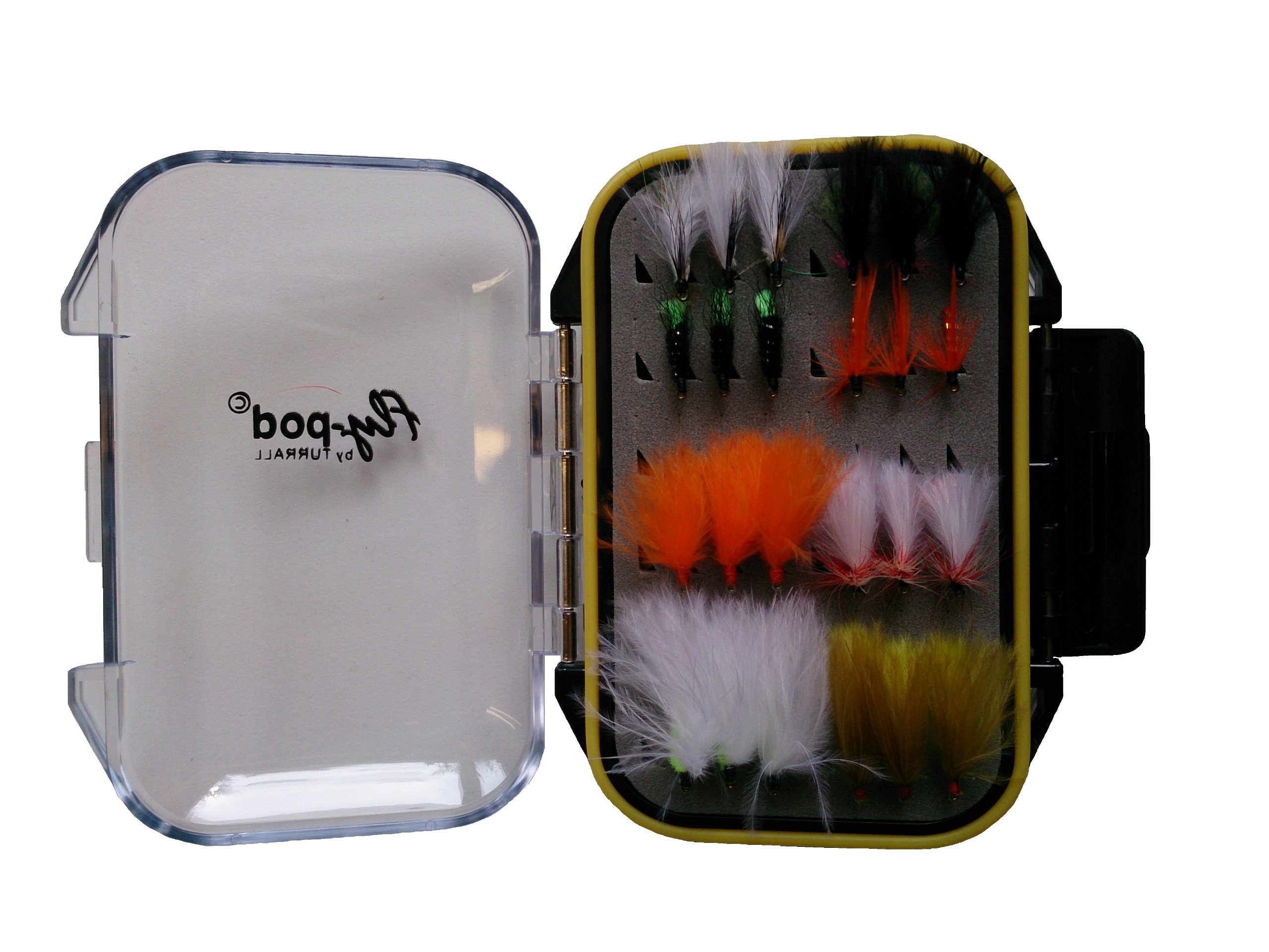 Turrall Fly-Pod Fishing Fly Selection 24 Mini Lures - Black,
