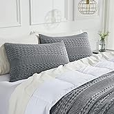 VHC Brands 100% Cotton Waffle Weave Dark Gray Standard Sham Set of 2 20x26, Decorative Throw Pillow Covers/Shams, Boho Farmhouse Bedroom Decor