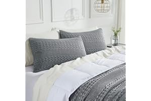 VHC Brands 100% Cotton Waffle Weave Dark Gray Standard Sham Set of 2 20x26, Decorative Throw Pillow Covers/Shams, Boho Farmhouse Bedroom Decor