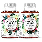 Vitamatic 2 Packs Hydrolyzed Collagen Gummies with Vitamin C, Zinc and Biotin, 200 mg - 60 Gummies (Total 120 Count)