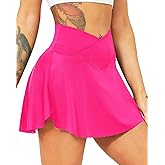 TZLDN Women's Tennis Skirt with Shorts Pockets High Waisted Crossover Pleated Workout Athletic Golf Skorts Skirts