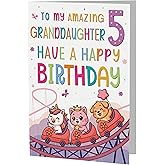Tukora Cards Granddaughter 5th Birthday Card โ Rollercoaster Animal Friends Design โ A5 size Premium Greeting Card UK