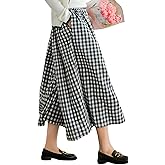 FaroDor Women Gingham Culottes Wide Leg Palazzo Pants Elastic Waist Plaid Capri with Pocket