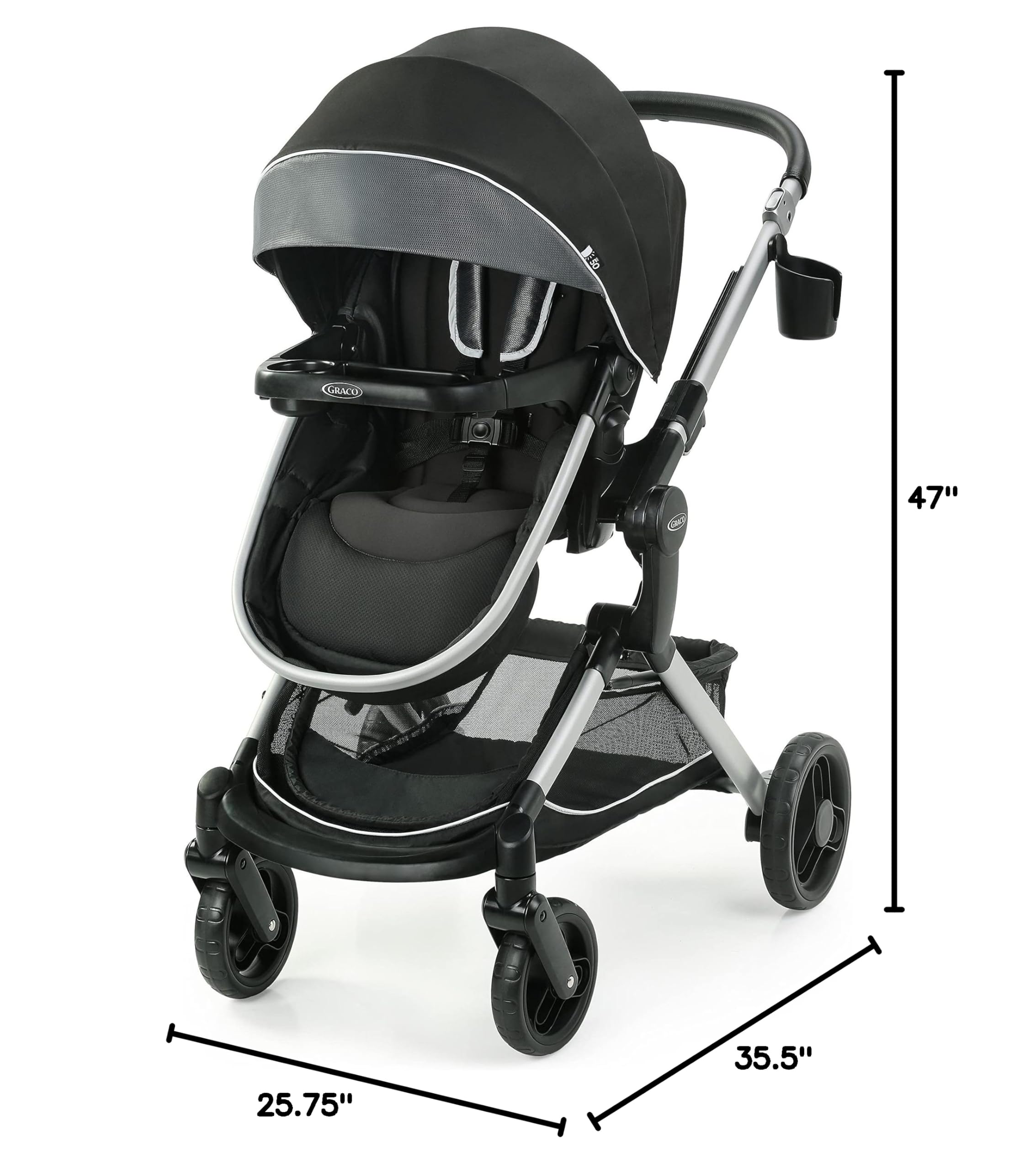 Graco Modes Nest Stroller, Baby Stroller with Height Adjustable Reversible Seat, Pram Mode, Extra Large Storage, Self Standing Fold and Lightweight Aluminum Frame, Spencer