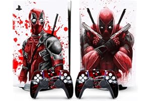 ALMUCHER Disc Edition Game Console and Controller Accessories Protective Case PS5 Controller Skin Gift PS5 Console Skin Red, Spider(red/Black) (Red)