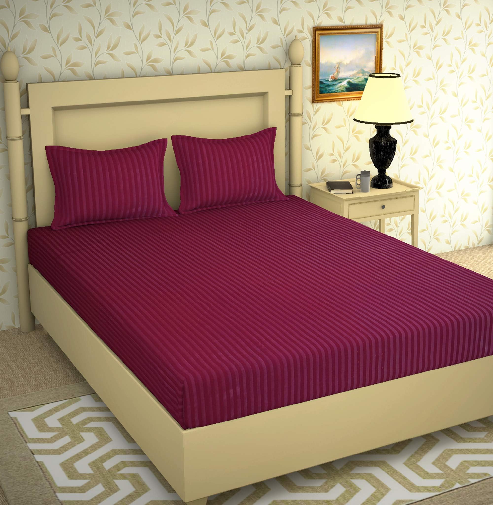 Oichy Microfiber 220 TC Bedsheet (Maroon_Double)