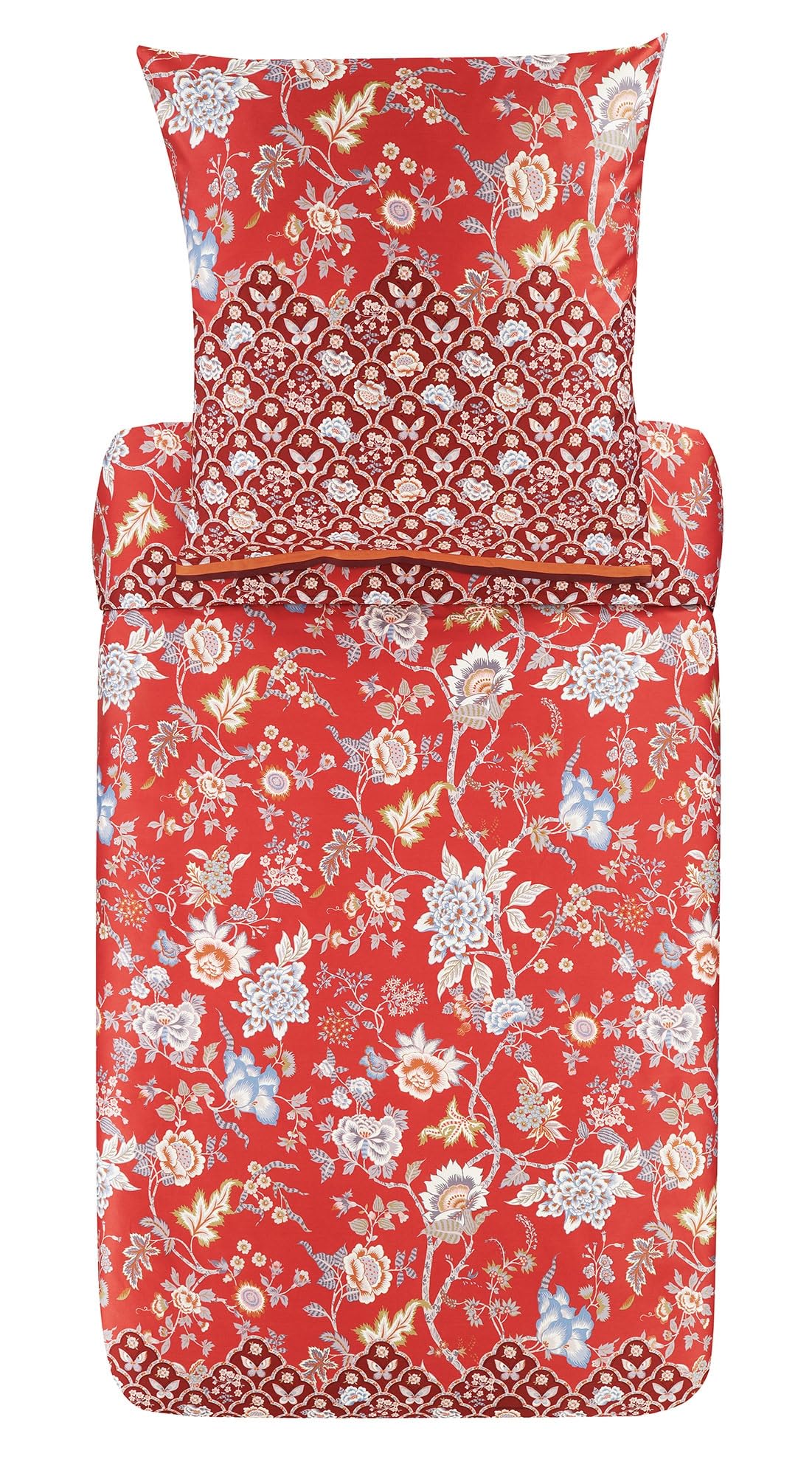 Bassetti Vicenza 9325865 Bed Linen + 2 Pillowcases 100% Cotton Satin in Red R1, Dimensions: 200 x 200 cm + 2 K 80 x 80 cm