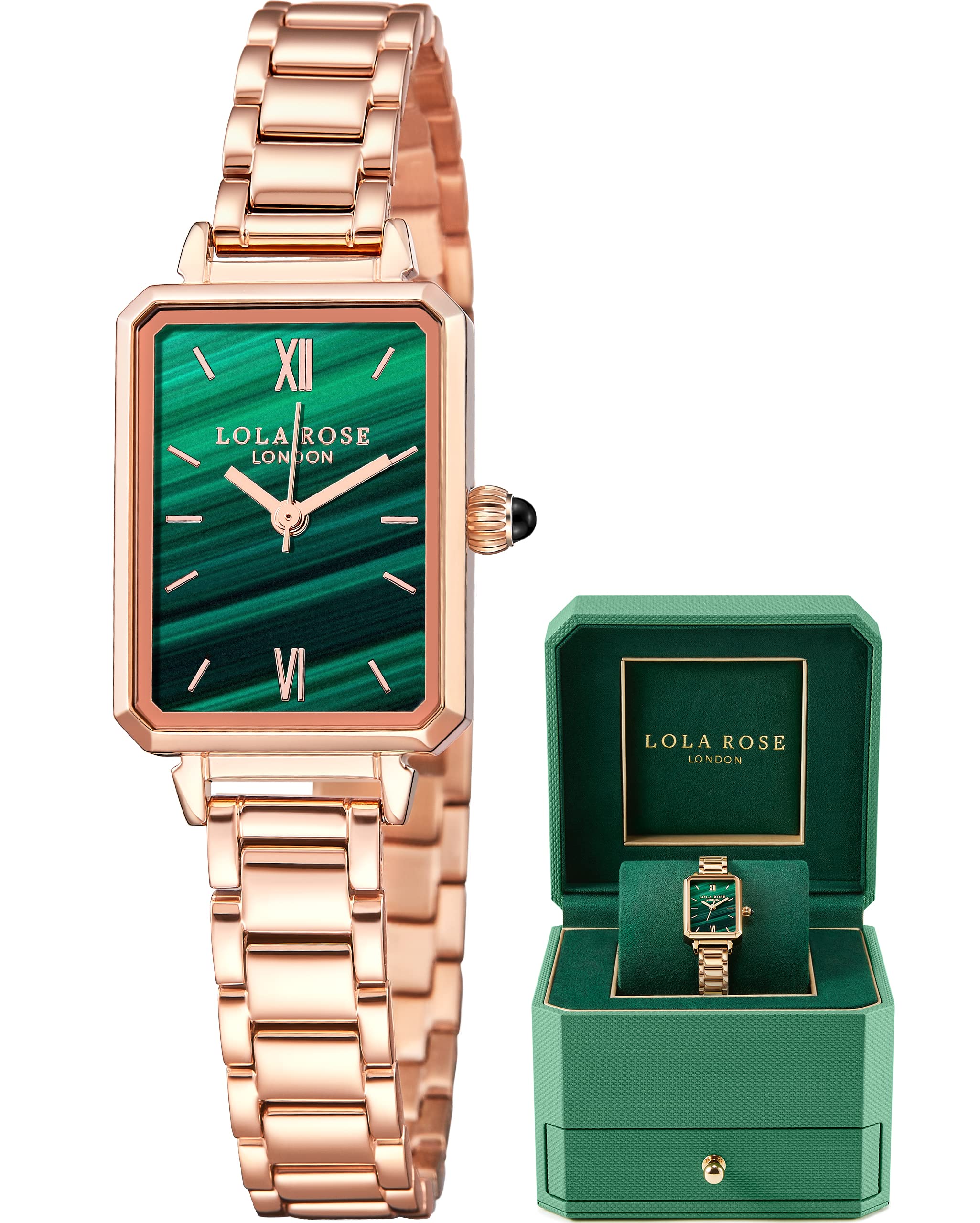 Photo 1 of Lola Rose Classy Watches for Women, Women's Wrist Watch with Rose Gold Stainless Steel Band, Womens Watch with Green Dial, Watch for Ladies Gift