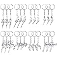 24 Pcs Gun Keychains for Men Mini Gun Model Keychain Cool Keychains Key Ring Mens Keychains Silver Metal Charms Pendant for Bag Gifts Key Chains Accessories, 8 Styles