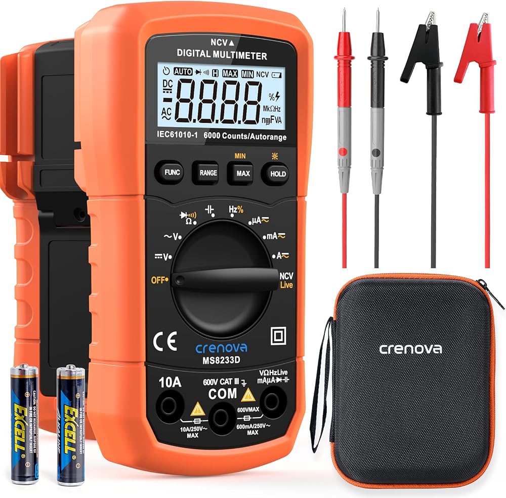 Crenova MS8233D Digital Multimeter 6000 Counts Volt/Amp/Ohm Capacitance