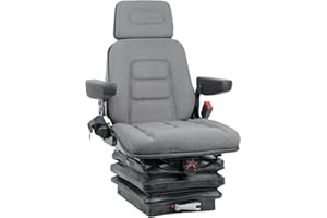 TICSEA Universal Tractor Suspension Seat with Adjustable Angle Back,Armrest And Safety Belt,for Linde Forklift Tractor,Excavator Skid Loader Backhoe Dozer Telehandler