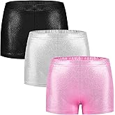 BYONEME Girls Dance Short for Gymnastics Athletic Shorts Sparkle Glitter Tumbling Bottoms