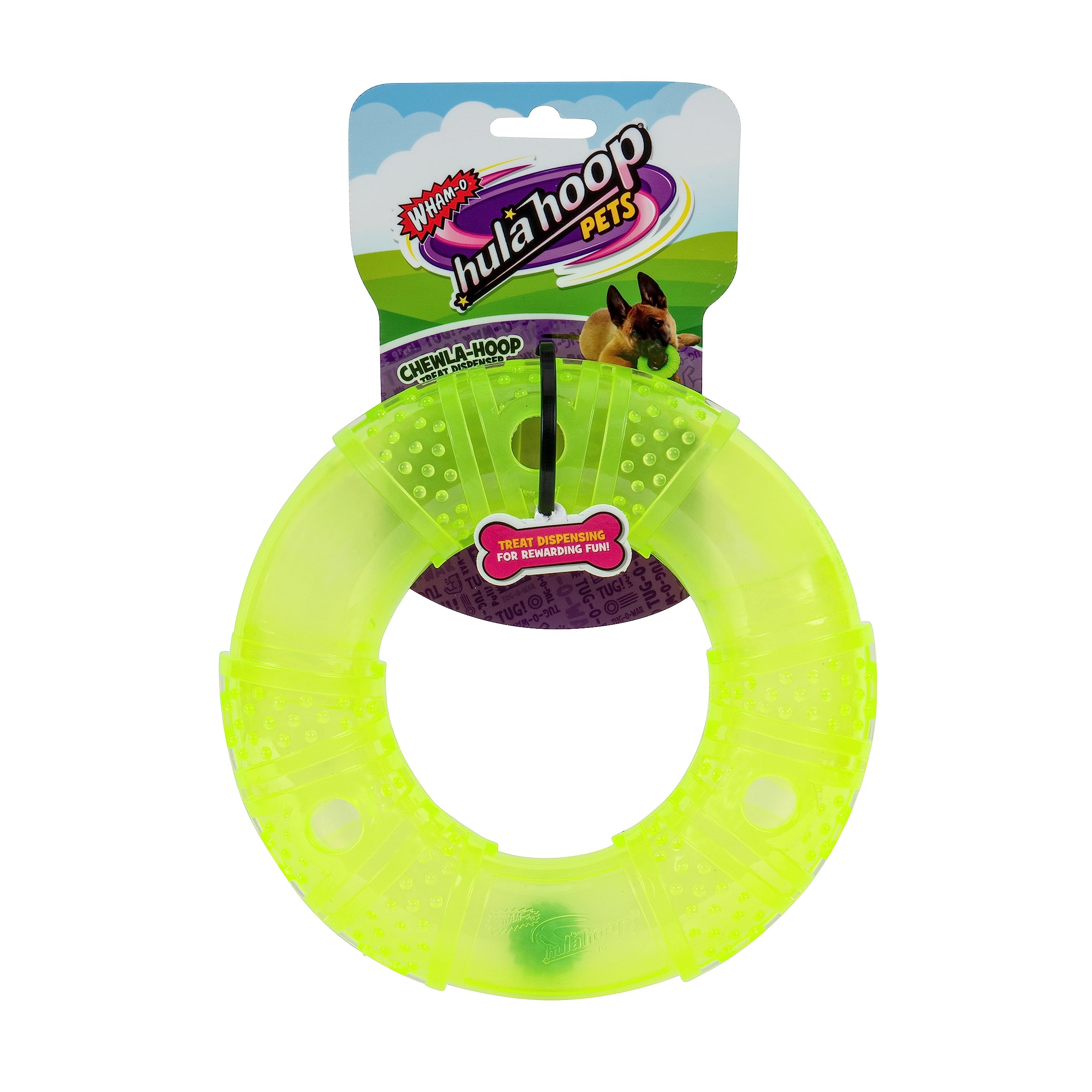 JAZ PET TOYS Wham-O Pets Chewla-Hoop Treat Dispenser - Boredom Buster, Mentally Stimulating, Challenging Interactive Dog Toy