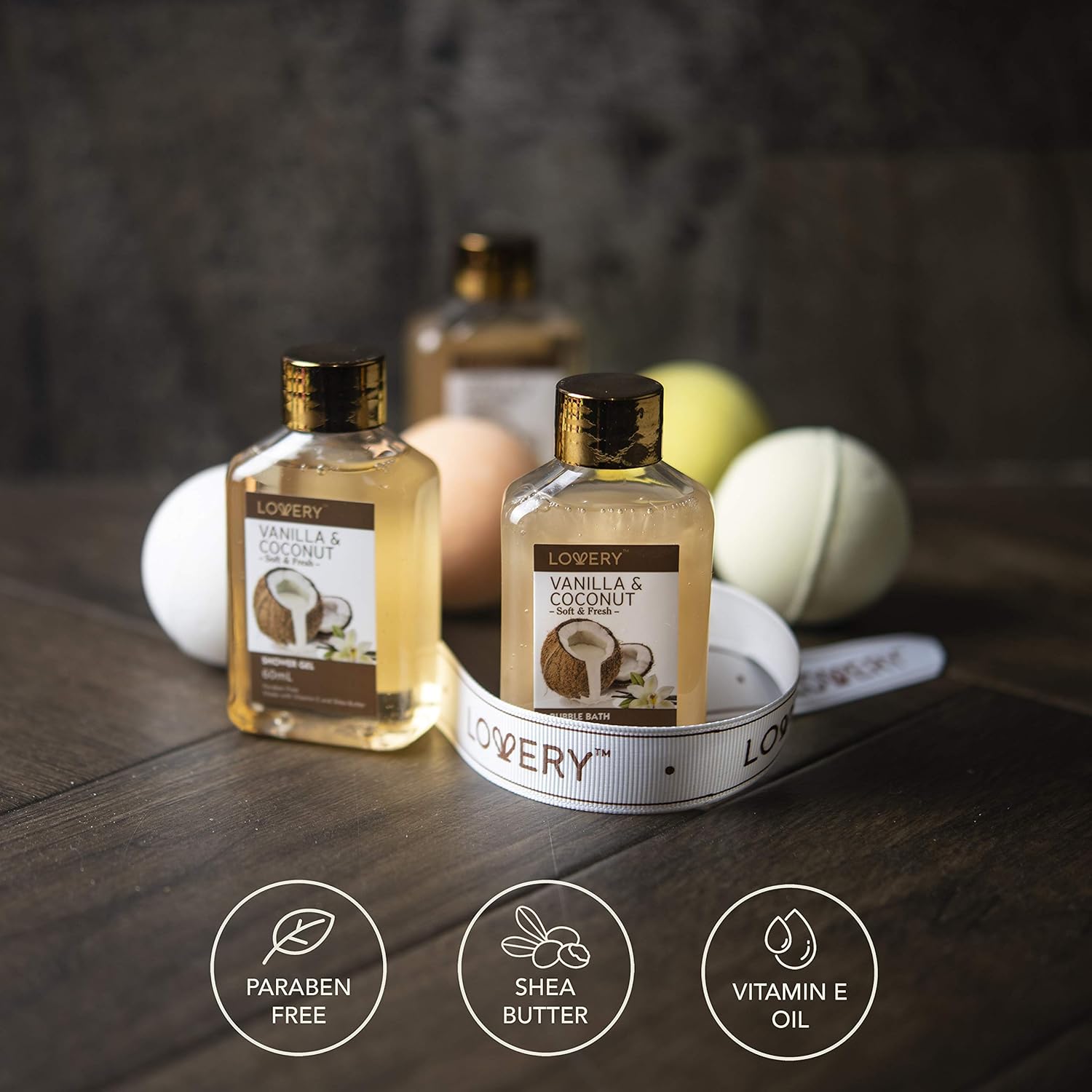 LOVERY Premium Bamboo Bathtub Caddy Tray Gift Set with Scented Bath Bombs, Shower Gel, Shampoo and Bubble Bath - Luxury Bathtub Tray with Book and Wine Holder - Expandable Tray to Fit Any Tub: Home & Kitchen