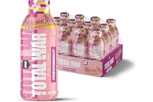REDCON1 Total War Ready to Drink Preworkout, Pink Lemonade - 350mg of Fast Acting RTD Caffeine - Beta Alanine + Citrulline Malate for Increased Pump - Keto Friendly Workout Drink (12 Servings)