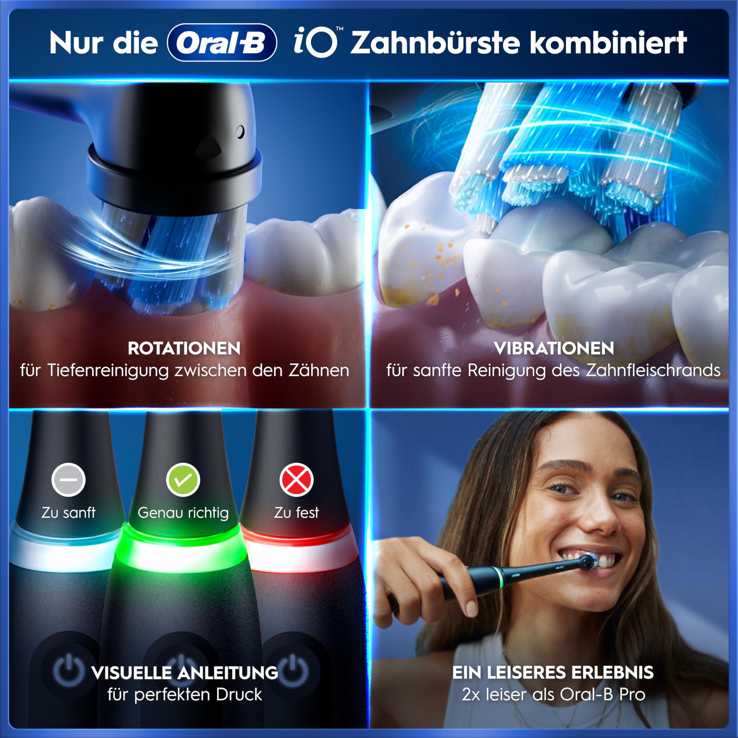 Oral-B iO Series 5 Plus Edition Elektrische Zahnbürste — Electric Toothbrush, Inkl. 3 Aufsteckbürsten und Reise-Etui — 5 Putzmodi für Zahnpflege, Zahnbürste Elektrisch, Designed by Braun, Schwarz 6