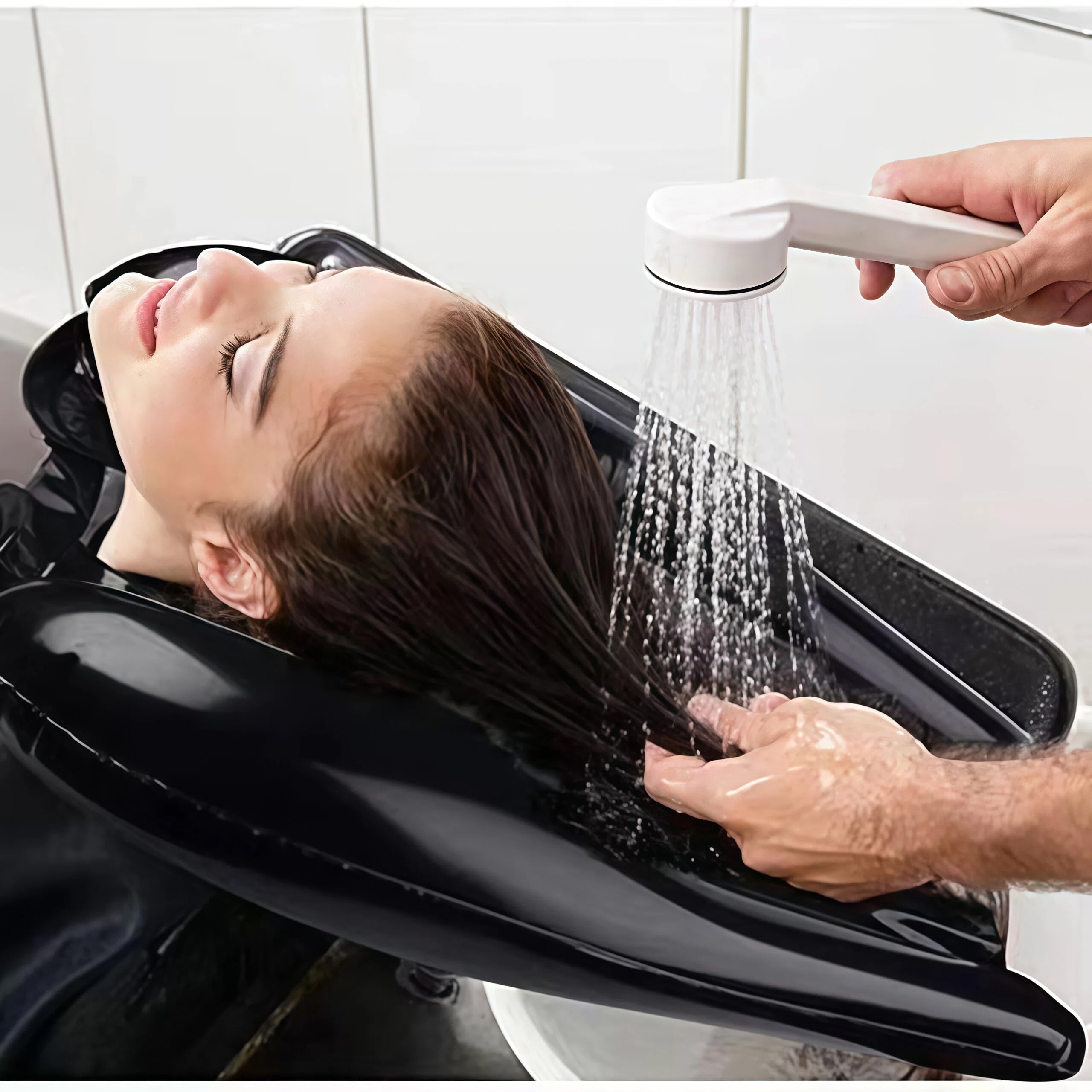 LSUWDE 1Pcs Inflatable Hair Washing Basin, Inflatable Hair Washing Tray, Hair Wash Headrest, Inflatable Hair Washing Tray for Sink and Bedside, Portable Hair Sink, for Injured, Disabled, Elderly, Kids